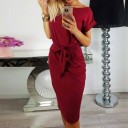Robe d'été pour femme avec un nœud à la taille J1123 2