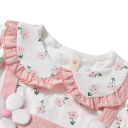 Robe d'été pour fille avec imprimé floral et col à manches courtes et fleurs 3D pour les tout-petits 4