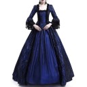 Robe de bal médiévale pour femme avec des manches évasées et un décolleté carré avec de la dentelle et une jupe large pour des événements costumés et des séances photo 4