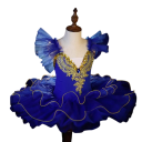 Robe de ballet pour fille avec application dorée et manches volantées, costume de danse en coton et polyester pour ballet classique et spectacles 4