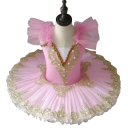 Robe de ballet tutu pour filles avec broderie en dentelle et perles, robe de danse en polyester pour spectacles et représentations de danse 3