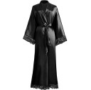 Robe de chambre pour femmes avec dentelle Robe de chambre légère et élégante avec éclat soyeux Liens à nouer Robe de chambre luxueuse et confortable en polyester doux 5
