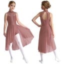 Robe de danse pour fille avec col montant, strass sur le corsage et longue jupe en tulle, en nylon, polyester et élasthanne 2