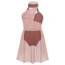 Robe de danse pour fille avec décolleté halter, jupe en chiffon sur le justaucorps, costume en polyester pour danse lyrique, ballet 5