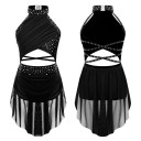 Robe de danse pour filles avec découpes et jupe en tulle polyester élasthanne pour performances danse scénique et moderne 5