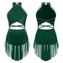 Robe de danse pour filles avec découpes et jupe en tulle polyester élasthanne pour performances danse scénique et moderne 7