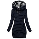 Robe en sweat à capuche avec poche kangourou Manches longues Cordon de serrage Robe de loisirs unie Coupe confortable Style décontracté 2