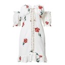 Robe fleurie à épaules dénudées 1