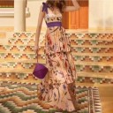 Robe longue à jupe superposée 1