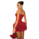 Robe mini de fête avec corsage sans bretelles et lacets Jupe à volants superposés pour un look festif marqué 2