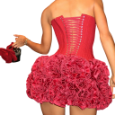 Robe mini de fête avec corsage sans bretelles et lacets Jupe à volants superposés pour un look festif marqué 3