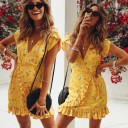 Robe mini jaune à imprimé pour femmes 1