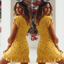 Robe mini jaune à imprimé pour femmes 3
