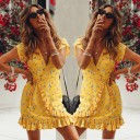 Robe mini jaune à imprimé pour femmes 4