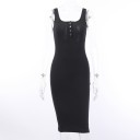 Robe unie avec des boutons 3