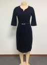 Robe unie avec jupe plissée 8