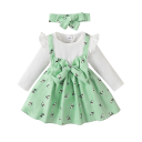 Robes d'enfant pour fille à manches longues avec un nœud et un imprimé de fleurs et un col rond avec un bandeau pour les tout-petits pour les célébrations et un usage quotidien 2