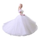 Robes de bal longues pour femmes avec épaules dénudées et volants, lacées dans le dos et jupe en couches de style princesse 3