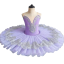 Robes de ballet pour filles avec broderie ornementale argentée, costume de tutu pancake classique en acétamide et en chiffon pour spectacles de danse et compétitions 2