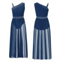 Robes de danse pour filles avec coupe asymétrique en polyester vêtements longs pour danse scénique et performances 2