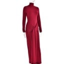 Robes de soirée longues en tissu élastique avec col roulé et manches longues Robes de soirée élégantes avec un effet froncé et une coupe 5