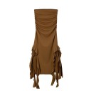 Robes de soirée longues sans bretelles avec ourlet volant asymétrique et fentes hautes Robes de soirée élégantes et ajustées 8
