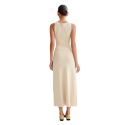 Robes longues en tricot sans manches pour femmes avec boutons et poches Robes élégantes ajustées à encolure ronde Longueur midi 2