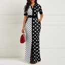 Robes longues noires et blanches à pois pour femmes 4