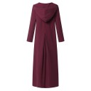 Robes maxi pour femmes avec capuche et manches longues Coupe tunique ample avec décolleté en V Poches latérales 100 % coton Robes 4
