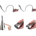 Robinet de cuisine filtrant pivotant à 360° avec bec extractible 3 modes de mélange d'eau chaude et froide, dimensions 34x11,5 cm 4