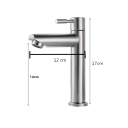 Robinet de lavabo en acier inoxydable 17 x 12 cm Robinet simple pour eau froide Robinet moderne à commande par levier pour cuisine et salle 4