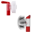 Robinet de vidange pour bidon 86,6 mm filetage 60 mm plastique rouge et blanc vanne pour récipients de 15 à 60 litres pour eau et liquides 9