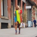 Rochie asimetrică cu imprimeu colorat 3