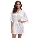 Rochie de baie din imitație de mătase Rochie elegantă ușoară cu legare în talie cu șnur Poliester delicat pentru purtare 7