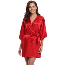 Rochie de baie din imitație de mătase Rochie elegantă ușoară cu legare în talie cu șnur Poliester delicat pentru purtare confortabilă acasă și relaxare 8