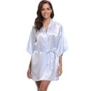 Rochie de baie din imitație de mătase Rochie elegantă ușoară cu legare în talie cu șnur Poliester delicat pentru purtare 11