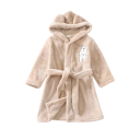 Rochie de baie unisex din pluș cu legare cu șnur din poliester și bumbac, într-o singură culoare cu imprimeu de urs, rochie moale 8