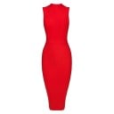 Rochie de damă tip bandaj cu guler înalt și fără mâneci Croială ajustată Lungime până la genunchi Fermuar și slit în spate Poliester 2