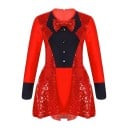 Rochie de dans pentru fete în stil frac cu paiete și papion Costum cu mâneci lungi din poliester pentru jazz, step și spectacole pe scenă 2