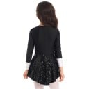 Rochie de dans pentru fete în stil frac cu paiete și papion Costum cu mâneci lungi din poliester pentru jazz, step și spectacole pe scenă 7