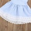 Rochie de dungi pentru fete cu dantelă - Albastru-alb 8