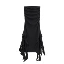 Rochie de seară lungă fără bretele, cu tiv asimetric cu volane și fante înalte Rochie formală elegantă, moale 4