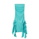 Rochie de seară lungă fără bretele, cu tiv asimetric cu volane și fante înalte Rochie formală elegantă, moale 8