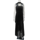 Rochie elegantă fără bretele, cu croială asimetrică Fustă lungă aerisită Fata proeminentă Esarfă lungă Țesătură ușoară fluidă pentru o petrecere 4