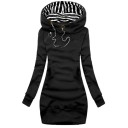 Rochie hanorac cu glugă și buzunar cangur Mâneci lungi Snur Rochie casual de culoare uni Potrivire confortabilă Stil casual 1