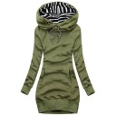 Rochie hanorac cu glugă și buzunar cangur Mâneci lungi Snur Rochie casual de culoare uni Potrivire confortabilă Stil casual 3
