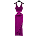 Rochie lungă din tricot cu coaste, fără mâneci, cu decolteu în V Rochie elegantă din tricot, moale, pentru muncă și petrecere a timpului 5