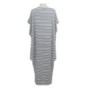 Rochie maxi de vară pentru femei cu dungi Tiv asimetric cu deschideri laterale Croi lejer Decolteu larg Mâneci scurte Poliester 8