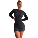 Rochie mini elegantă cu mâneci lungi Spate deschis slim fit Rochie formală de damă pentru seară Tinuta sexy de petrecere pentru club 2