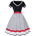 Rochie retro cu buline pentru femei 5